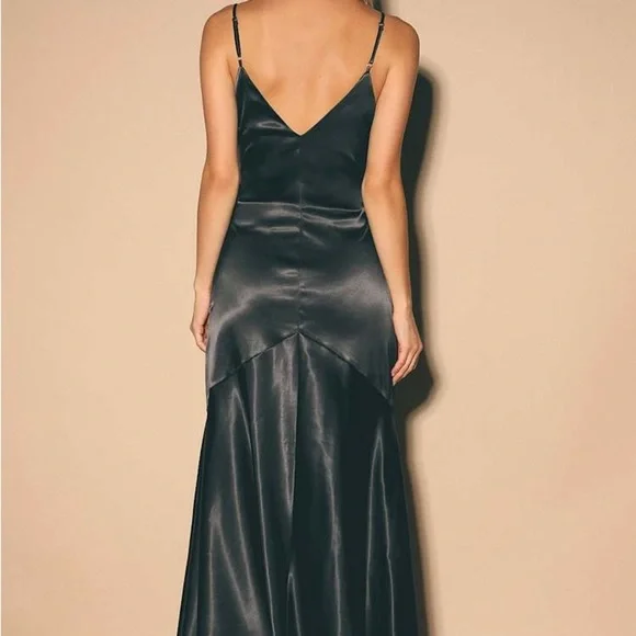 Lulu's Black Satin Maxi Dress - Picture 5 of 7